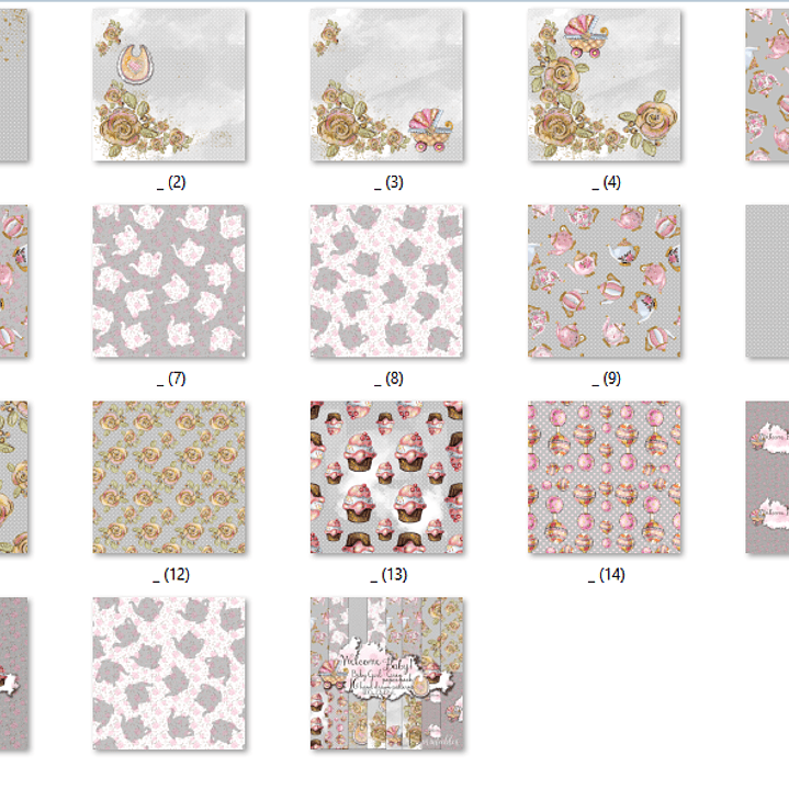 Kit Digital Papéis Bem-Vinda Bebê Menina  2