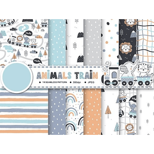 Kit Digital Papéis Animais no Trem