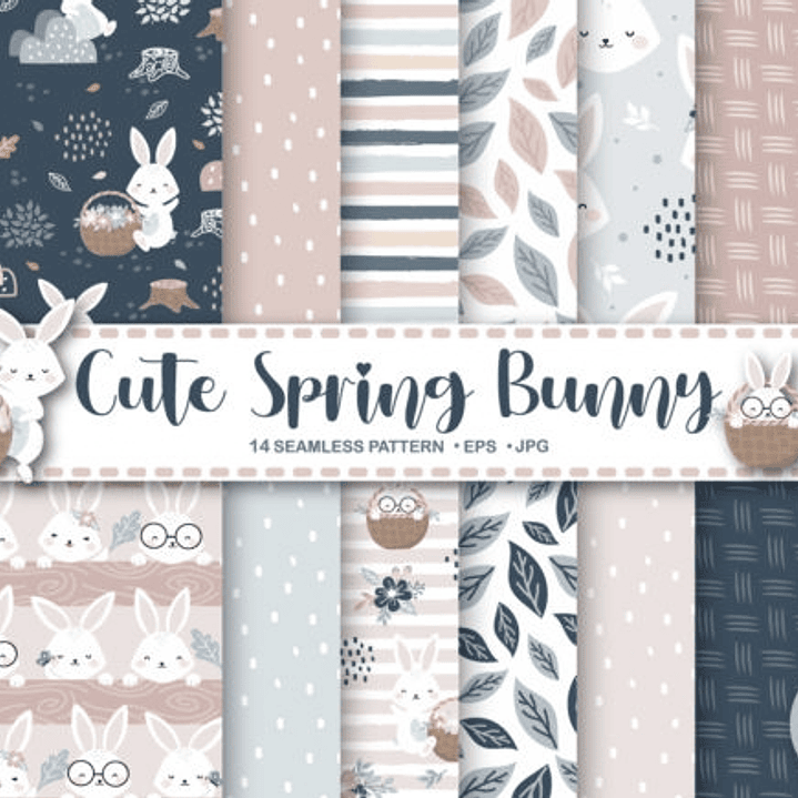 Kit Digital Papéis Coelhinho Boho  1