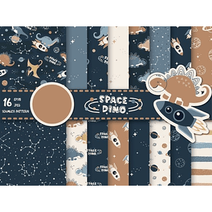 Kit Digital Papéis Dinossauro Astronauta 