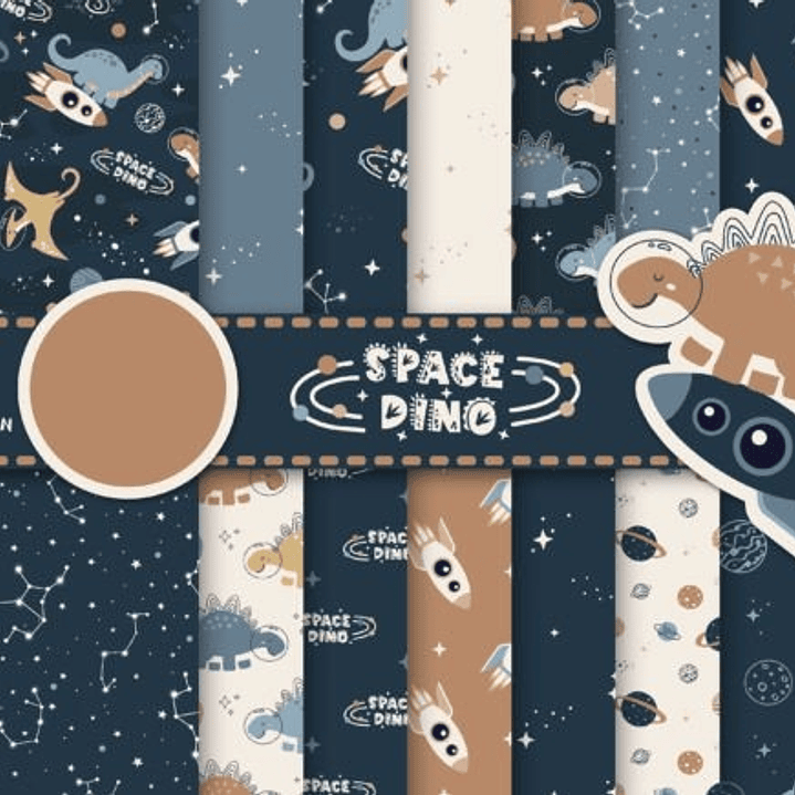 Kit Digital Papéis Dinossauro Astronauta  1