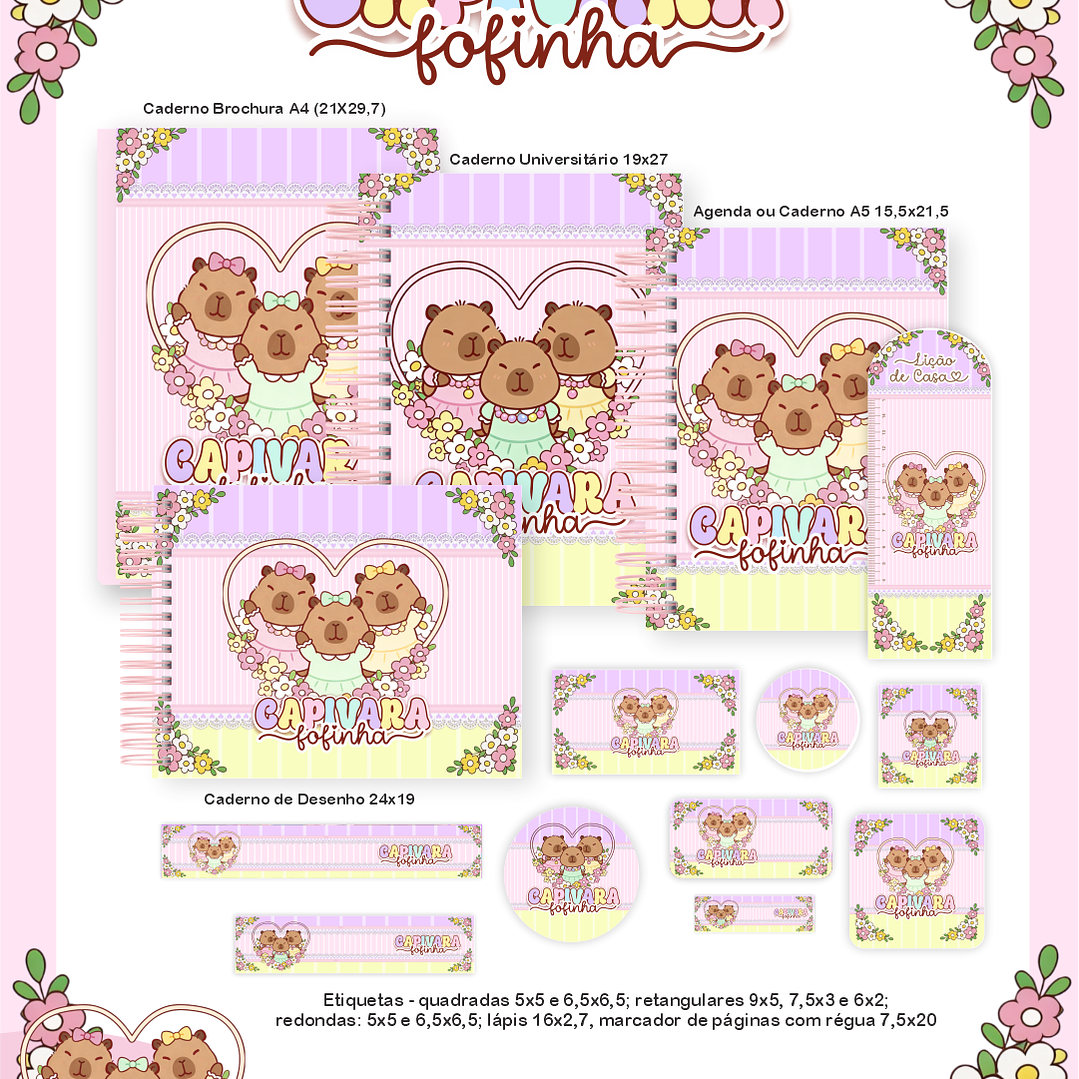 Arquivo Encadernação Escolar 2026 Capivaras Fofinhas  1