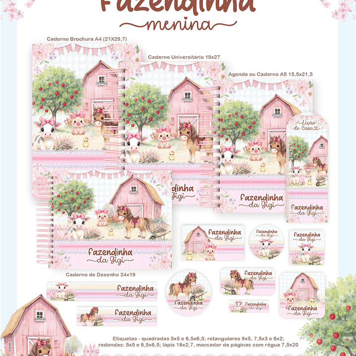 Arquivo Encadernação Escolar 2026 Fazendinha Menina  1