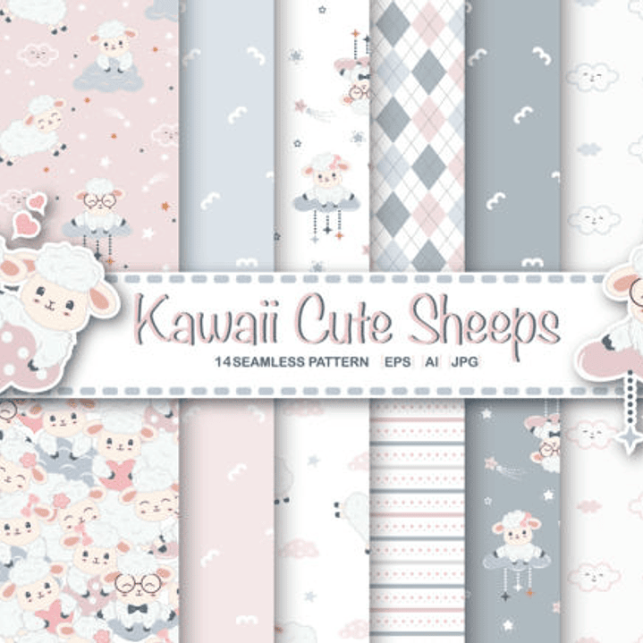 Kit Digital Papéis Ovelhinha 1