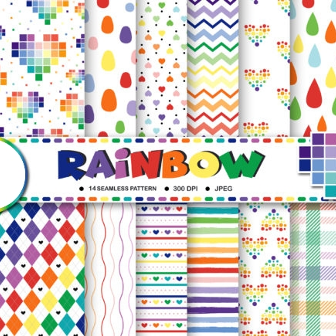 Kit Digital Papéis Arco-Íris  1