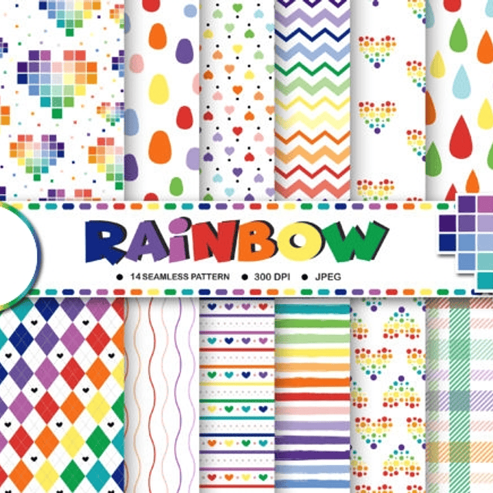 Kit Digital Papéis Arco-Íris  1