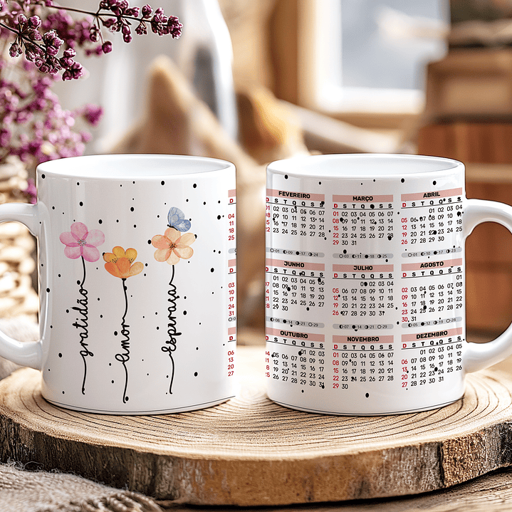 Arquivo Caneca Ano Novo Calendário 2026 Flores  4