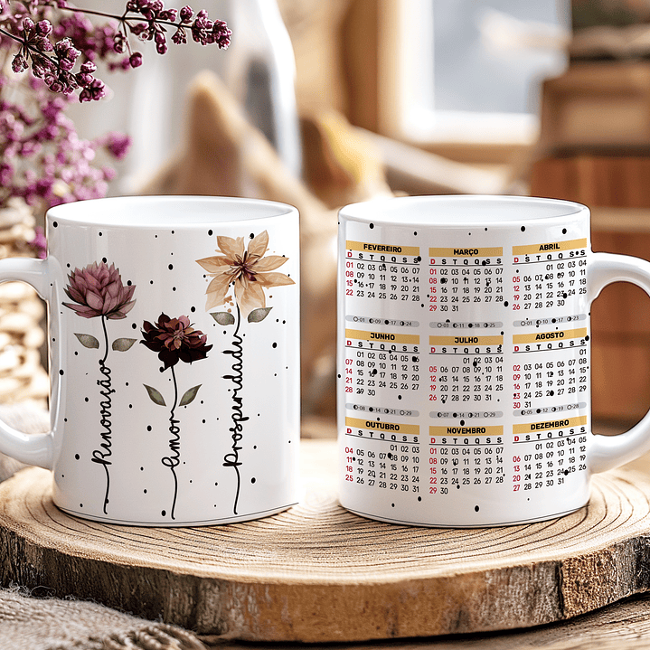 Arquivo Caneca Ano Novo Calendário 2026 Flores  6