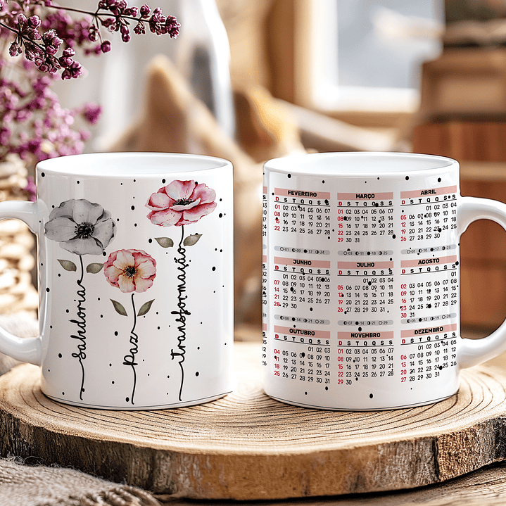 Arquivo Caneca Ano Novo Calendário 2026 Flores  8
