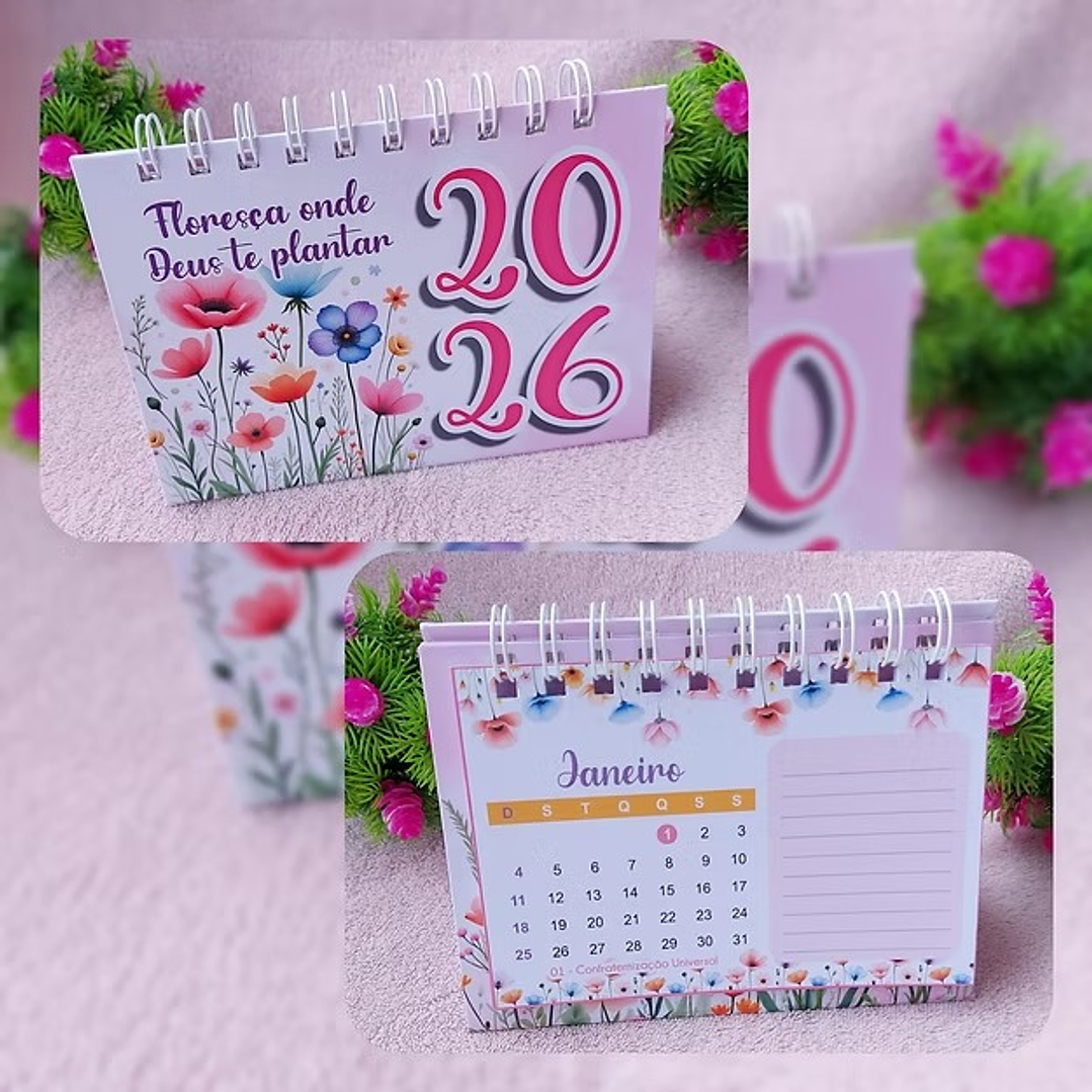 Arquivo Calendário de Mesa Floresça 2026 Rosa  1