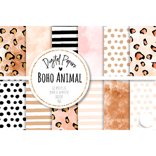 Kit Digital Papéis Boho Animal