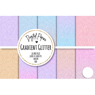 Kit Digital Papéis Glitter 