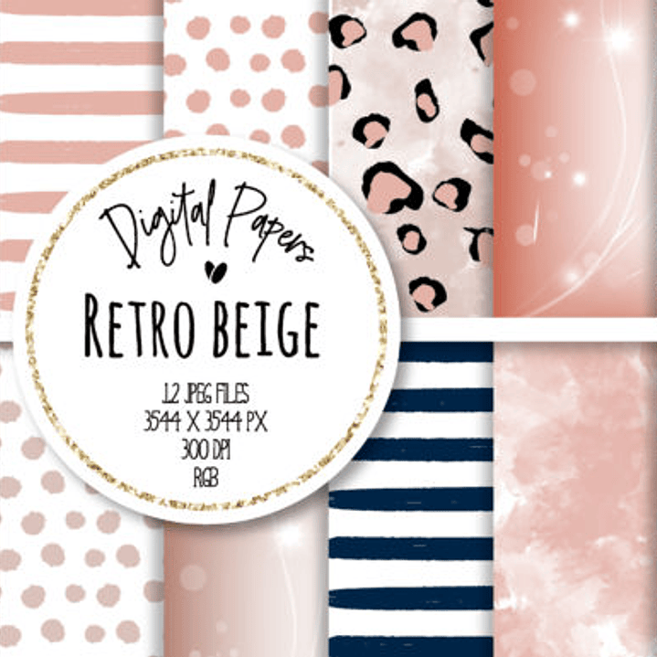 Kit Digital Papéis Bege Retrô Oncinha 1