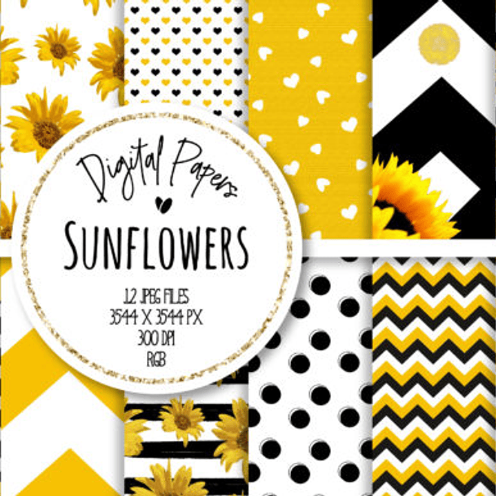 Kit Digital Papéis Girassol 1