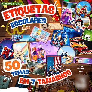 Arquivo Combo Etiqueta Escolar 50 Temas 