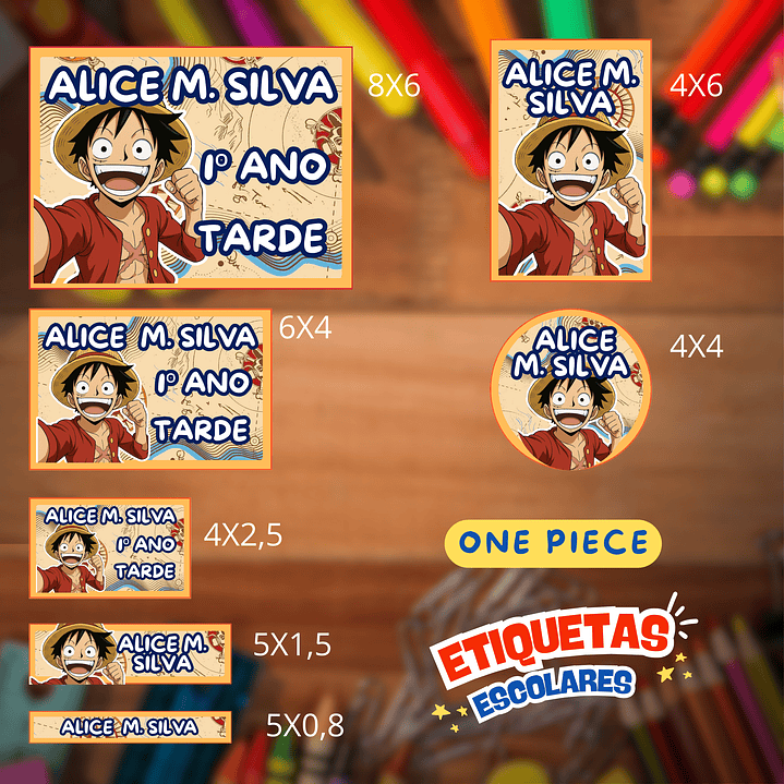 Arquivo Etiqueta Escolar One Piece 1