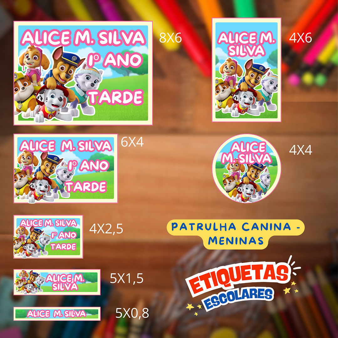Arquivo Etiqueta Escolar Patrulha Canina Menina  1