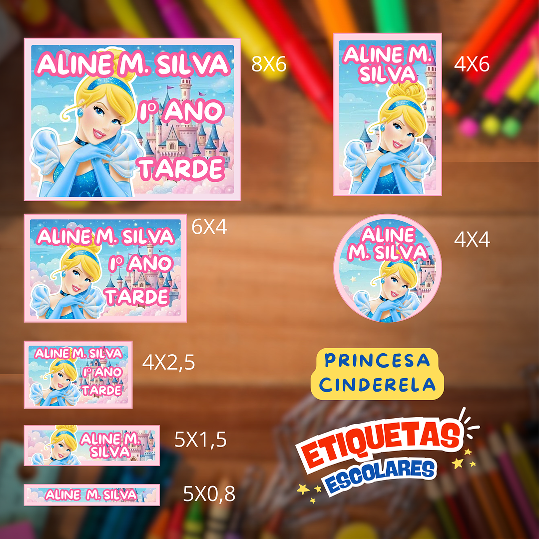 Arquivo Etiqueta Escolar Cinderela  1