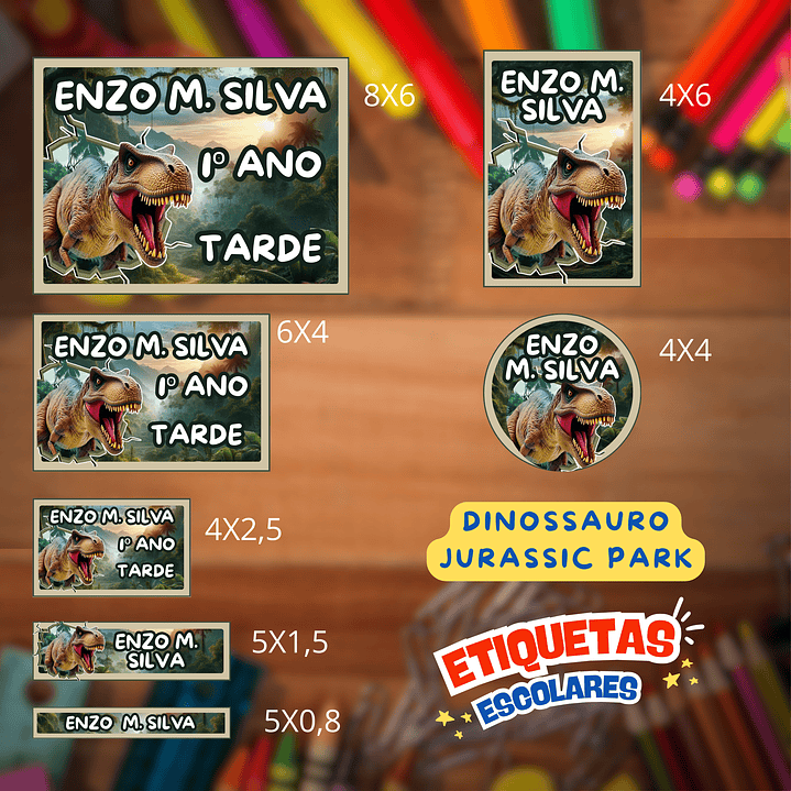 Arquivo Etiqueta Escolar Jurassic Park  1