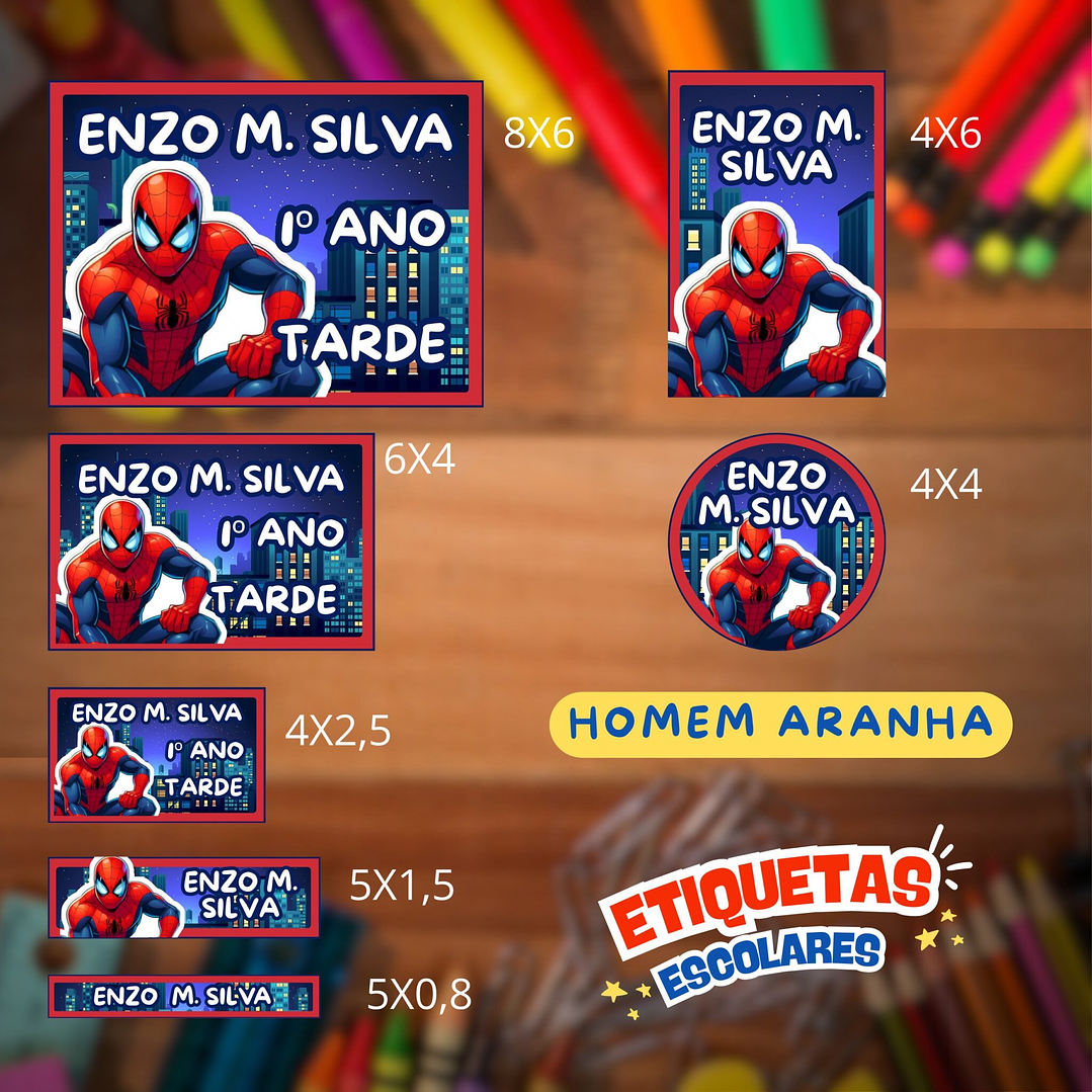 Arquivo Etiqueta Escolar Homem Aranha  1
