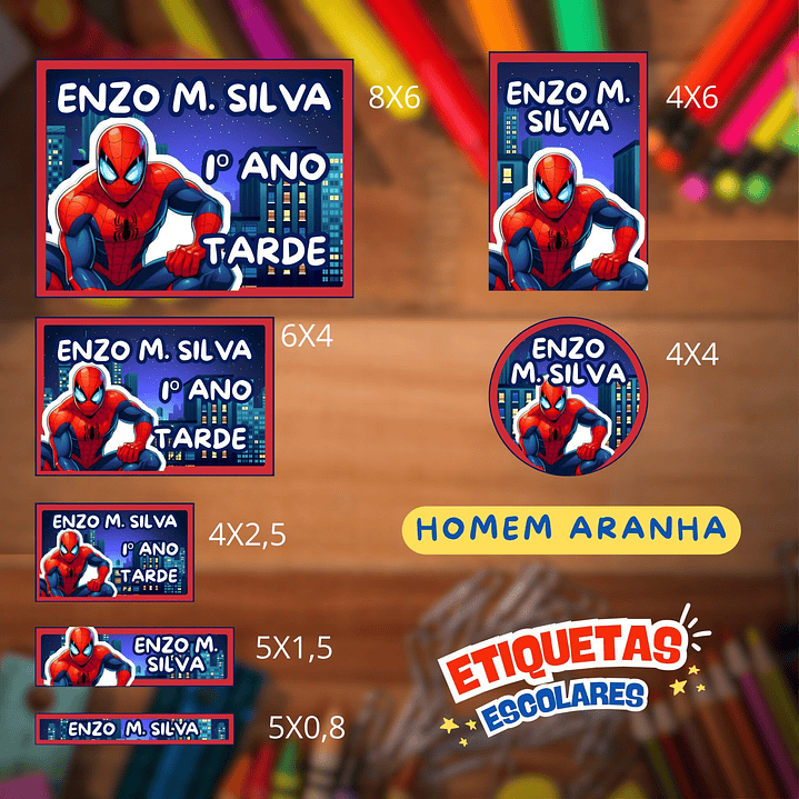 Arquivo Etiqueta Escolar Homem Aranha  1