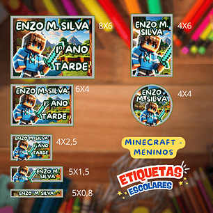 Arquivo Etiqueta Escolar Minecraft 