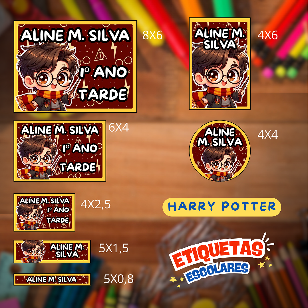 Arquivo Etiqueta Escolar Harry Potter  1