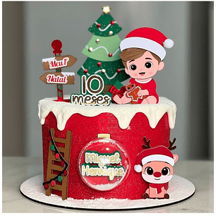 Arquivo Natal Topo de Bolo Menino e Rena Baby