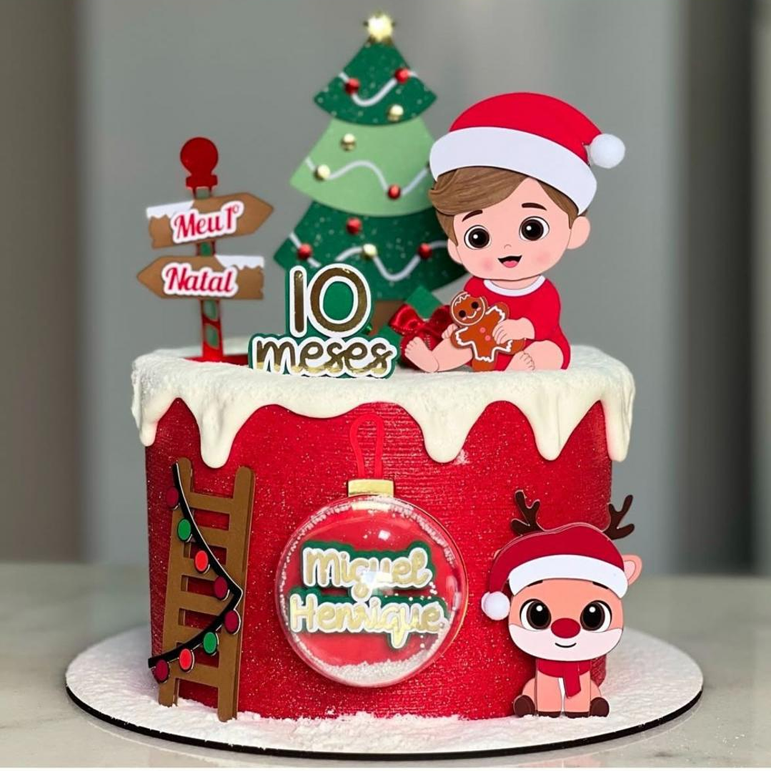 Arquivo Natal Topo de Bolo Menino e Rena Baby 1