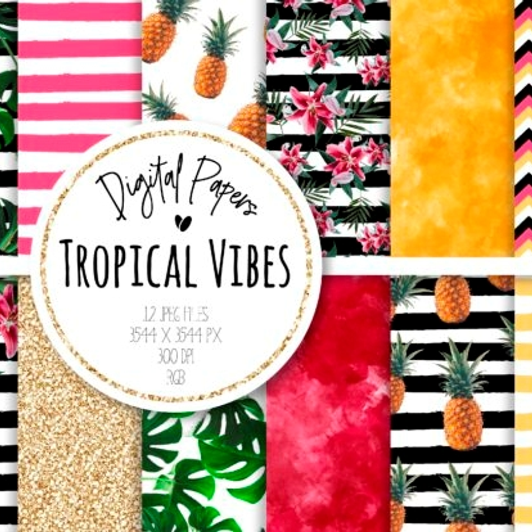 Kit Digital Papéis Tropical  1