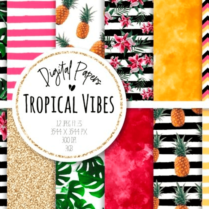 Kit Digital Papéis Tropical  1
