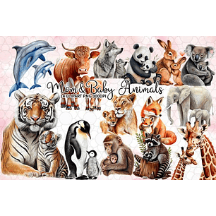 Kit Digital Animais Mãe e Filhote 