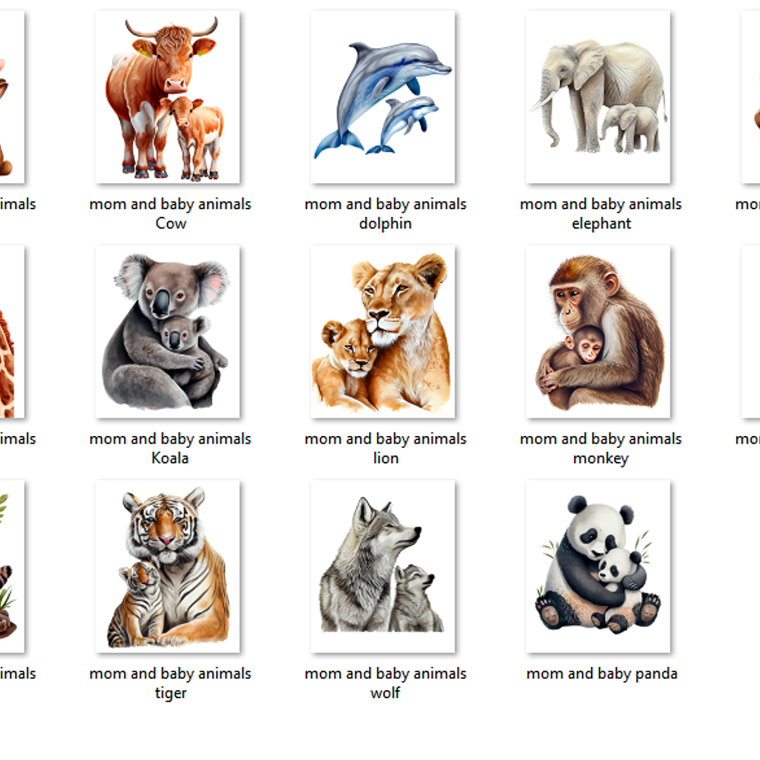 Kit Digital Animais Mãe e Filhote  2