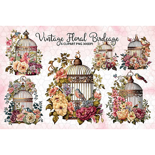 Kit Digital Pássaros Gaiola 