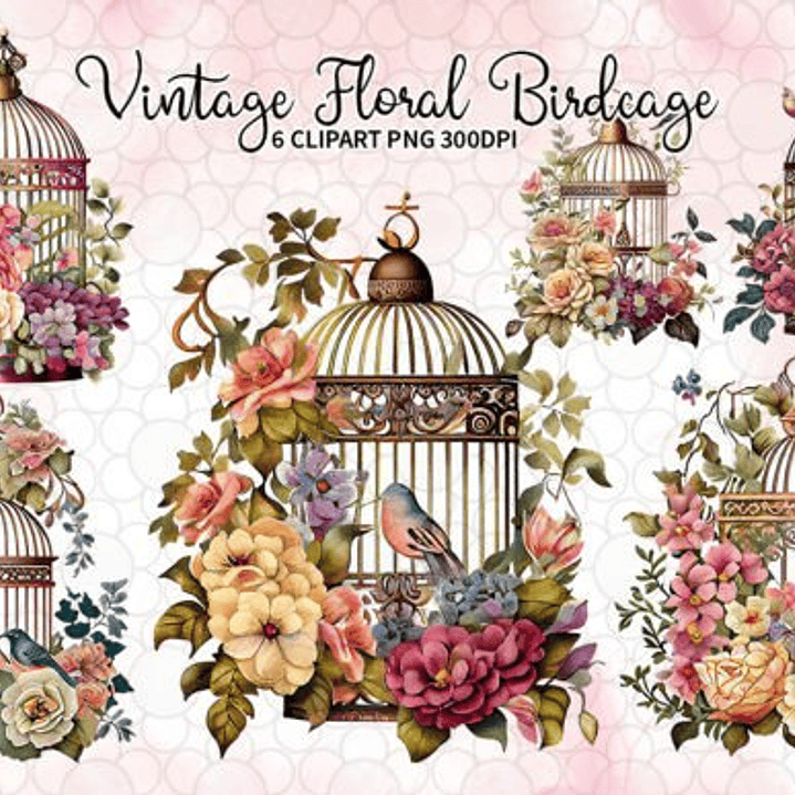 Kit Digital Pássaros Gaiola  1