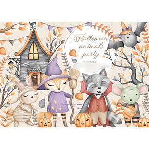 Kit Digital Halloween dos Animais 