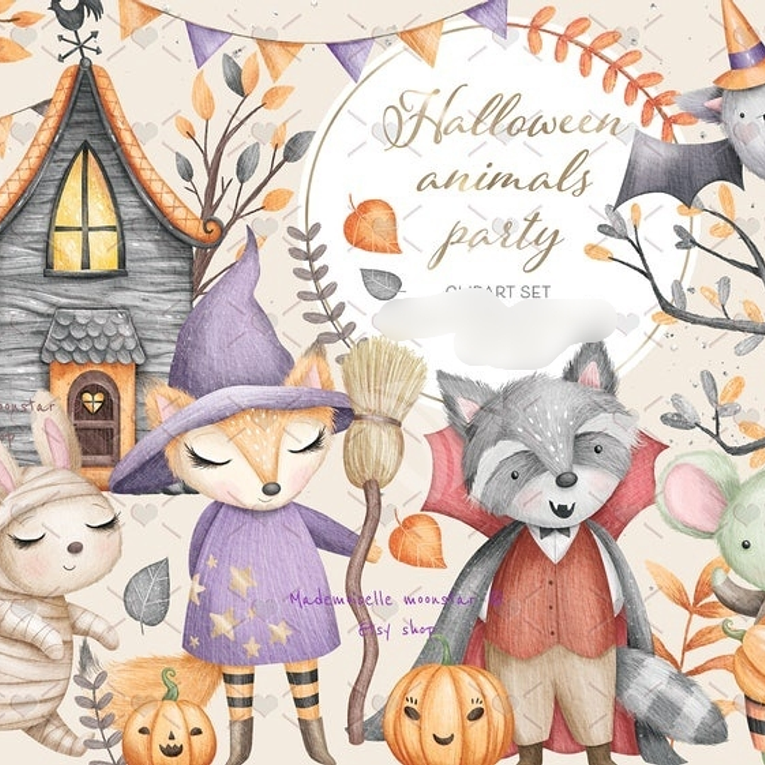 Kit Digital Halloween dos Animais  1