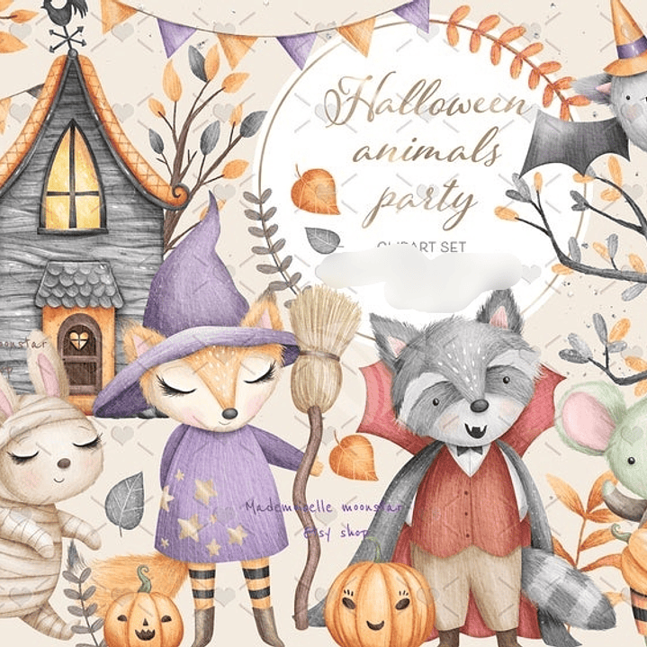 Kit Digital Halloween dos Animais  1