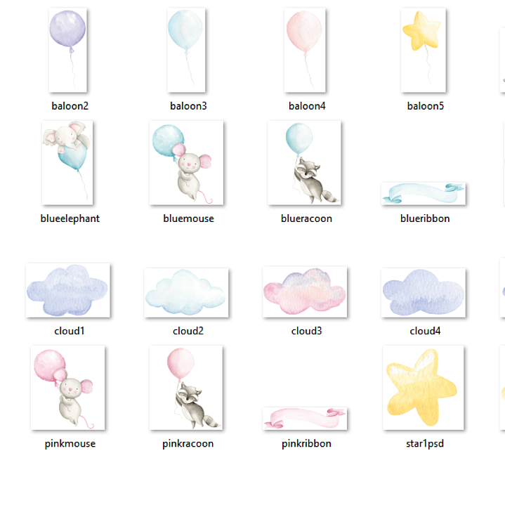 Kit Digital Animais com Balões 2