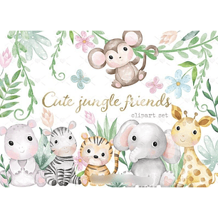 Kit Digital Amigos Fofos da Selva