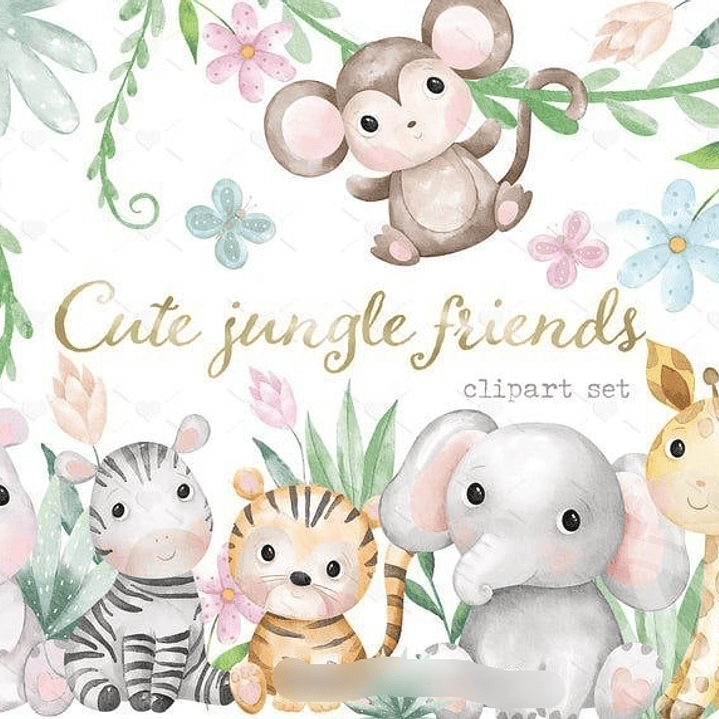 Kit Digital Amigos Fofos da Selva 1