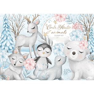 Kit Digital Animais Fofos da Antártica