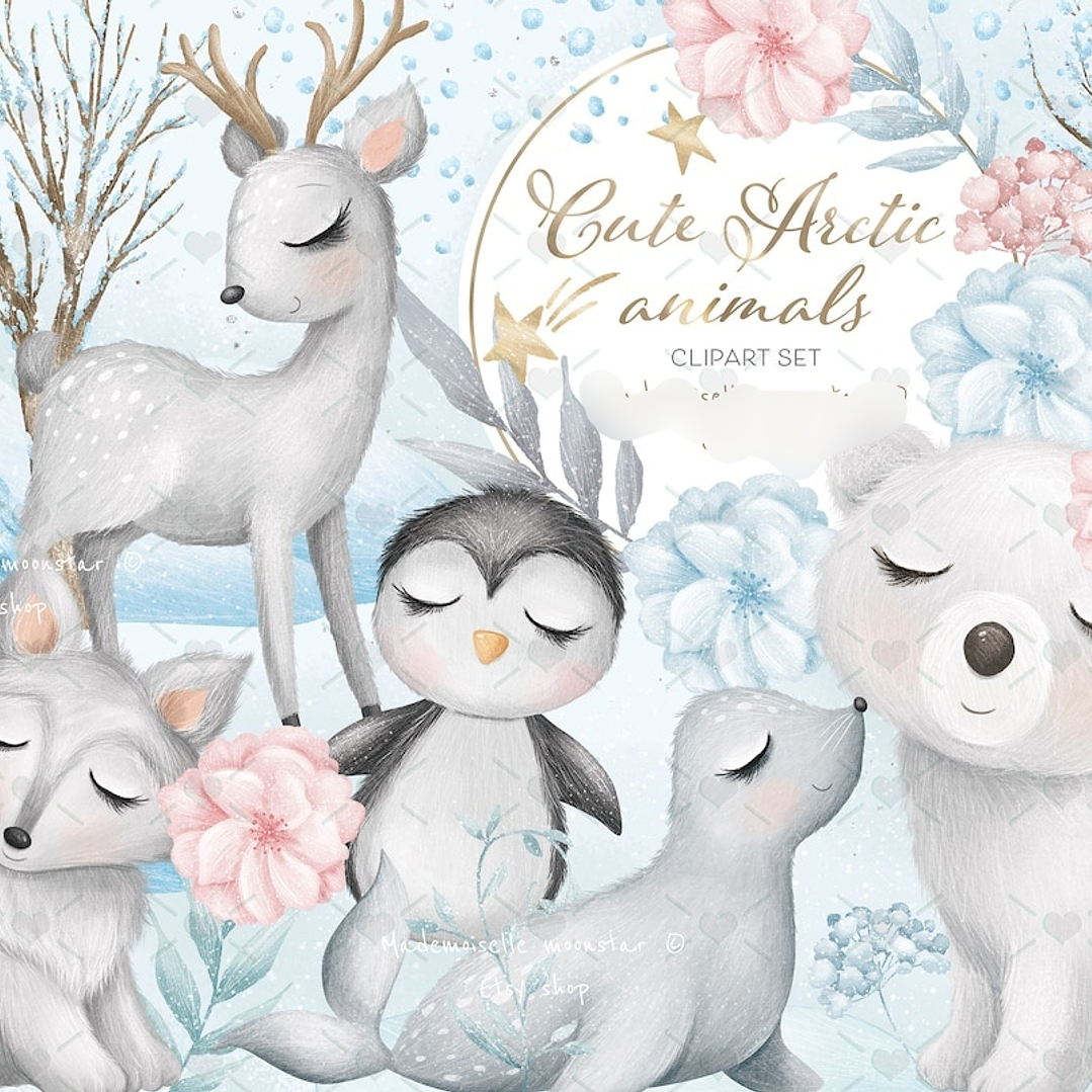 Kit Digital Animais Fofos da Antártica 1