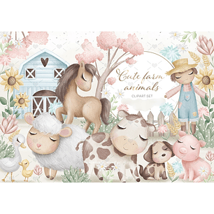 Kit Digital Animais Fofos da Fazenda