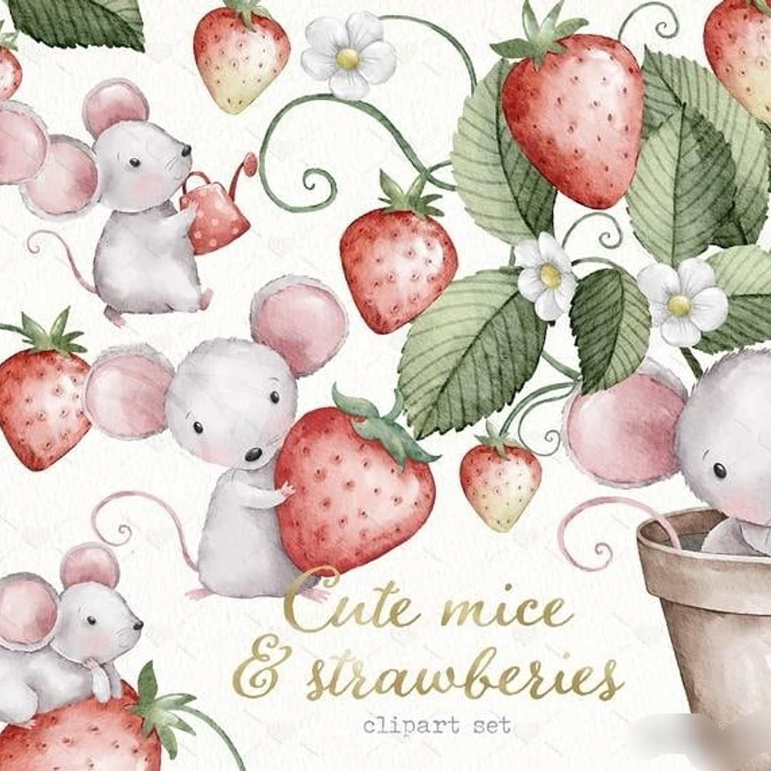 Kit Digital Ratinhos com Morango  1