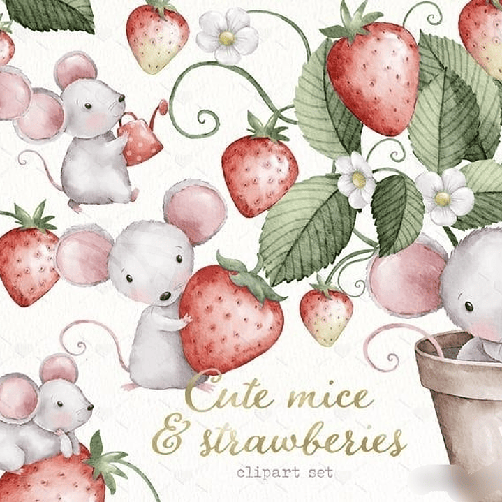 Kit Digital Ratinhos com Morango  1