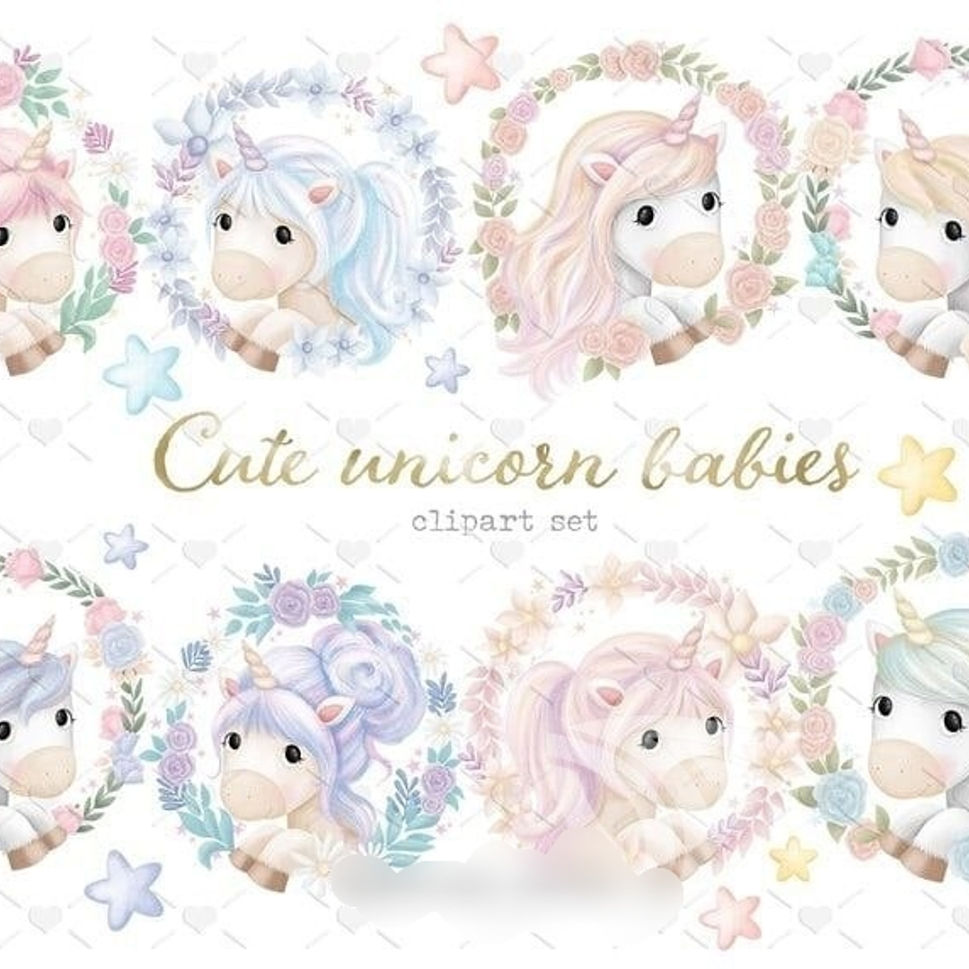Kit Digital Bebês Unicórnio Fofos  1