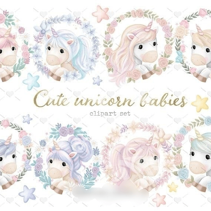Kit Digital Bebês Unicórnio Fofos  1