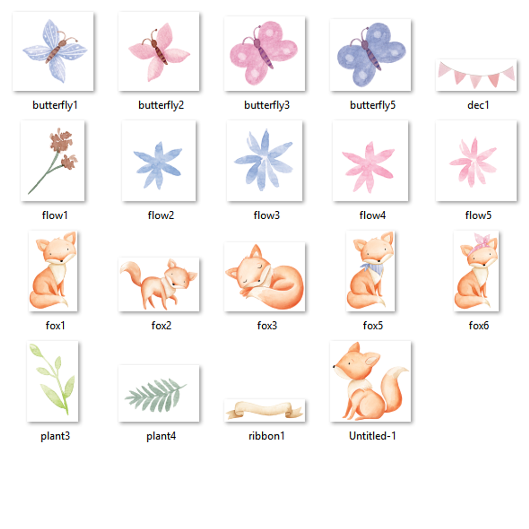 Kit Digital Família Raposa Aquarela 2