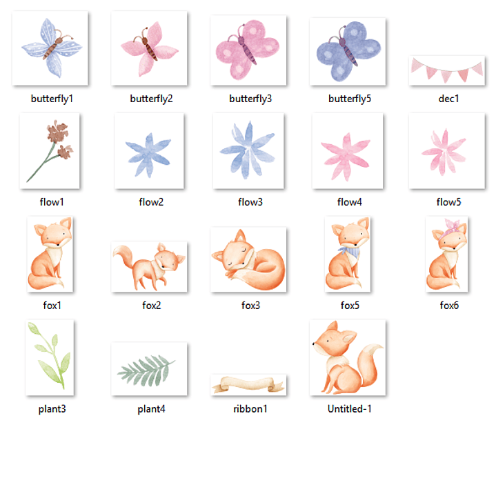 Kit Digital Família Raposa Aquarela 2